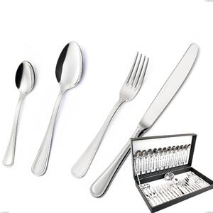 Impero Silver 8 Micron 51-Piece Cutlery Set, Stainless Steel Aisi 304 Silver Finish, 8 Micron Silver Thickness, 3 mm Cutlery Thickness in Canteen Box