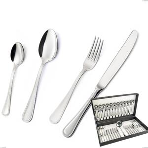 Impero Silver 8 Micron 49-Piece Cutlery Set, Stainless Steel AISI 304 Silver Finish, 8 Micron Silver Thickness, 3 mm Cutlery Thickness in Canteen Box
