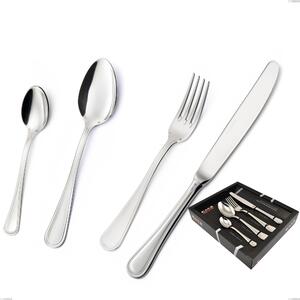 Impero Silver 8 Micron 24-Piece Cutlery Set, Stainless Steel AISI 304 with Silver Finish, Silver Thickness 8 Microns, Cutlery Thickness 3 mm in Showcase Packaging