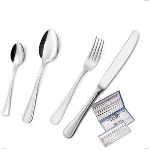 Impero Silver 8 Micron 75-Piece Cutlery Set, Stainless Steel AISI 304 Silver Finish, 8 Micron Silver Thickness, 3 mm Cutlery Thickness in Canteen Box