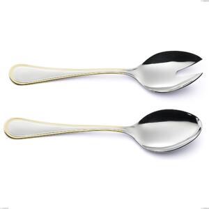 Impero Gold Salad Cutlery Set, 18-10 Stainless Steel, 24 Carat Polished Gold, 2.5 mm Thickness, 233 mm Length