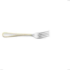 Impero Gold Fish Fork, 18-10 Stainless Steel, 24 Carat Polished Gold, 2.5 mm Thickness, 184 mm Length