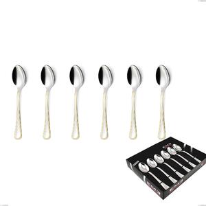 Impero oro set of 6 coffee spoons in display box, 18-10 stainless steel, 24 carat polished gold, 2.5 mm thickness
