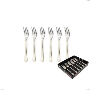 Impero oro set of 6 dessert forks in display case, 18-10 stainless steel, 24 carat polished gold, 2.5 mm thickness