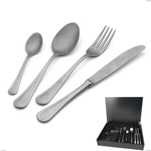 Impero Retro 24-piece cutlery set in Wooden Canteen Box, Vintage stainless steel (Aisi 304)
