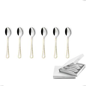 Set of 6 Impero oro coffee spoons in book-style box, 18-10 stainless steel, 24-carat polished gold, 2.5 mm thickness