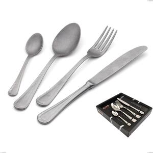 IMPERO RETRO' 24 Pieces Cutlery Set in Matte Polished 18/10 Stainless Steel 2.5 mm Thickness