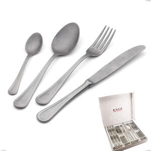 Impero Retro Vintage 24 Piece Cutlery Set in Presentation Box, Stainless Steel (Aisi 304)
