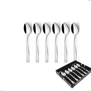 Set of 6 Infinity la Divina Coffee Spoons in Showcase Packaging, Polished 18/10 Stainless Steel with Laser Engraving, 2.5 mm Thickness
