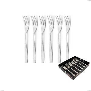 Infinity la Divina Set of 6 Dessert Forks in Showcase Packaging, Polished 18/10 Stainless Steel with Laser Engraving, 2.5 mm Thickness