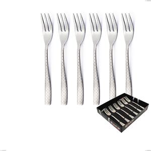 Infinity Monogran 6-piece dessert fork set in display box, 18/10 Stainless Steel (aisi 304) with laser engraving, 2.5 mm thickness