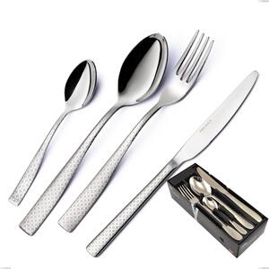 Infinity Monogran 24-piece cutlery set in space-saving packaging, 18/10 Stainless Steel (aisi 304) with laser engraving, 2.5 mm thickness