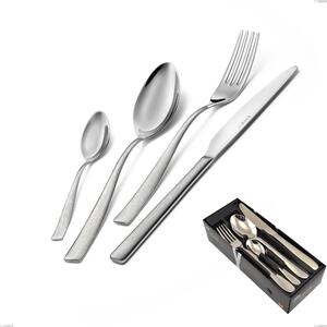 Infinity la Divina 24 Piece Cutlery Set in Space-Saving Packaging, 18/10 Shiny Stainless Steel with Laser Engraving, 2.5 mm Thickness