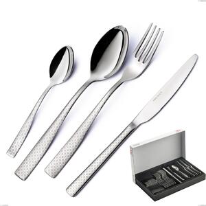 Infinity Monogran 30 Piece Cutlery Set in Panoramic Packaging, 18/10 Stainless Steel (aisi 304) with Laser Engraving, 2.5 mm Thickness