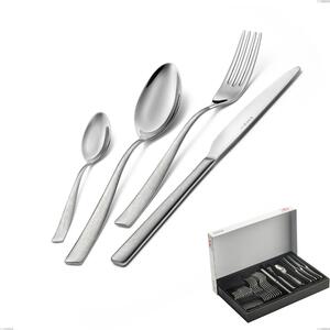Infinity la Divina 30-piece Cutlery Set in Panoramic Packaging, Polished 18/10 Stainless Steel with Laser Engraving, 2.5 mm Thickness