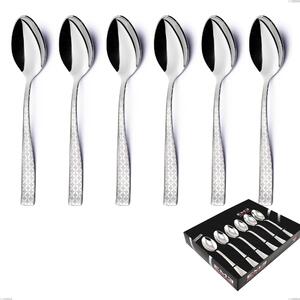 Set of 6 Infinity Monogran Coffee Spoons in Display Case, 18/10 Stainless Steel (aisi 304) with Laser Engraving, 2.5 mm Thickness