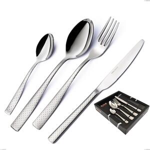 Infinity Monogran 24 Piece Cutlery Set in Display Case, 18/10 Stainless Steel (aisi 304) with Laser Engraving, 2.5 mm Thickness
