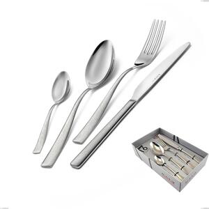 Infinity la Divina 16 Piece Cutlery Set in Showcase Packaging, 18/10 Polished Stainless Steel with Laser Engraving, 2.5 mm Thickness