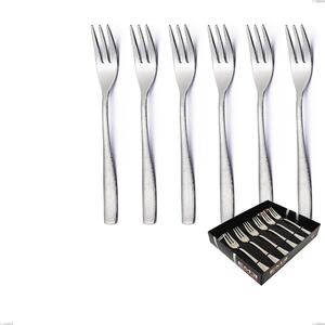 Infinity Seamless 6-piece dessert fork set in showcase packaging, 18/10 Stainless Steel (aisi 304), laser engraving, 2.5 mm thickness