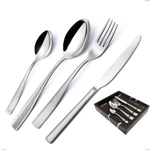 Infinity Seamless 24-piece Cutlery Set in Showcase Packaging, 18/10 Stainless Steel (aisi 304) with Laser Engraving, 2.5 mm Thickness