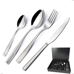 Infinity Seamless 24 Piece Cutlery Set in Wooden Case, 18/10 Stainless Steel (aisi 304), Laser Engraving, 2.5 mm Thickness