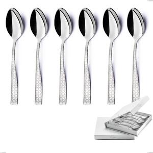 Set of 6 Infinity Monogran Coffee Spoons in Book-style Box, 18/10 Stainless Steel (aisi 304) with Laser Engraving, 2.5 mm Thickness