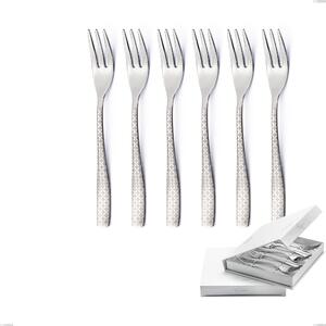 Set of 6 Infinity Monogran Dessert Forks in Book-style Box, 18/10 Stainless Steel (aisi 304) with Laser Engraving, 2.5 mm Thickness