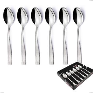 Set of 6 Infinity Seamless Coffee Spoons in Display Box, 18/10 Stainless Steel (aisi 304), Laser Engraving, 2.5 mm Thickness