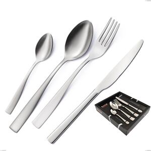 24-piece Infinity Sandblasted Cutlery Set in Showcase Packaging, 18/10 Stainless Steel (AISI 304) with Laser Engraving, 2.5 mm Thickness