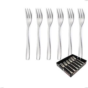 Set of 6 Infinity Sandblasted Dessert Forks in Display Box, 18/10 Stainless Steel (aisi 304) with Laser Engraving, 2.5 mm Thickness