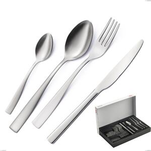30-Piece Infinity Sandblasted Cutlery Set in Panoramic Packaging, 18/10 Stainless Steel (AISI 304) with Laser Engraving, 2.5 mm Thickness