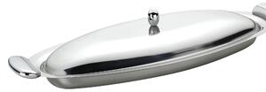 JOINT EME 60 cm Polished Stainless Steel Fish Kettle with Stainless Steel Lid and Cast Metal Handles with Polished and Sandblasted Finish