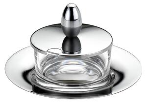 Round JOINT Cheese Dish in Polished Steel with Crystalline Glass Container