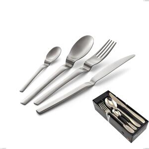 Joy Up 2.00 mm 18/10 Sandblasted Stainless Steel Cutlery Set 24 Pieces, 2.00 mm Thickness, Economical Knife, 18/10 Stainless Steel (AISI 304) in Space-Saving Packaging