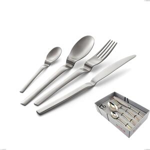 Joy Up 2.00 mm 18/10 Sandblasted Stainless Steel Cutlery Set 16 Pieces in Display Box, 2.00 mm Thickness, 18/10 Stainless Steel (AISI 304)
