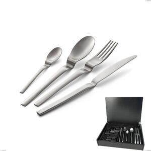 24-Piece Cutlery Set in Wooden Case Joy Up 2.00 mm Sandblasted 18/10 Stainless Steel, 18/10 Stainless Steel (AISI 304), 2.00 mm Thickness