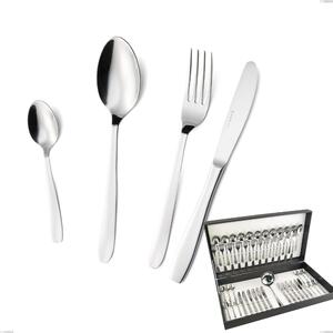 Katya 49-piece cutlery set in canteen box, economical knife, Polished AISI 304 stainless steel, 2 mm thickness