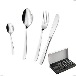 Katya 30-Piece Cutlery Set in Panoramic Packaging, Economic Knife, 304 AISI Stainless Steel Polished Cutlery, 2 mm Thickness