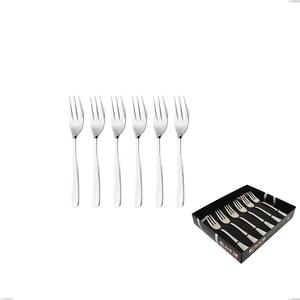 Katya 6 Small Dessert Forks in Display Packaging, Polished Stainless Steel Aisi 304 Cutlery, 2 mm Thickness