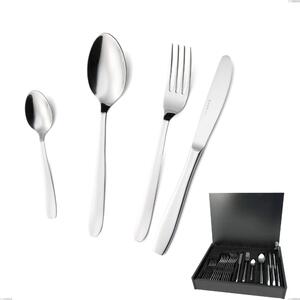 Katya 24-Piece Cutlery Set in Wooden Box, Economical Dining Knife, AISI 304 Polished Stainless Steel, 2 mm Thickness