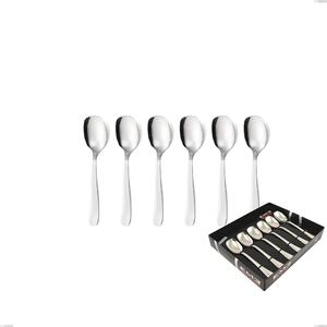 Set of 6 Katya Ice Cream Spoons in Showcase Packaging, Polished AISI 304 Stainless Steel Cutlery, 2 mm Thickness