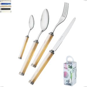 You&Me 16-Piece Kilim Cutlery Set, Polished 18/10 AISI 304 Stainless Steel with Pearlised Acrylic Handle