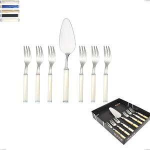 Showcase Set 7 Pieces, Kilim Dessert Forks and Spatula, Polished AISI 304 18/10 Stainless Steel with Pearlescent Acrylic Handle