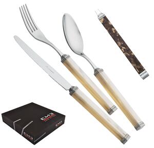 Coloured Cutlery Set 36 Pieces KILIM TARTARUGA 18/10 with Square Handles and Satin Ferrules in Gift Box
