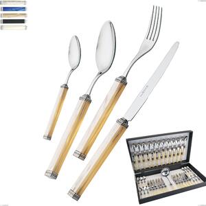 Kilim 49 Piece Cutlery Set in Canteen Box, Polished 18/10 AISI 304 Stainless Steel with Pearlescent Acrylic Handle