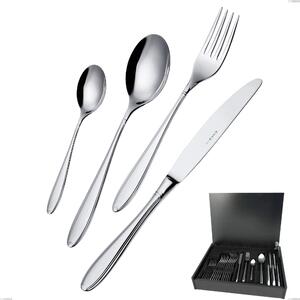 Kappa 24-Piece Cutlery Set in Wooden Case, Stainless Steel 18.10 (AISI304), 2.5 mm Thickness