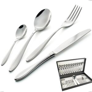 Kappa Sandblasted 49 Piece Cutlery Set in Canteen Box, 18/10 (AISI304), Thickness 2.5 mm