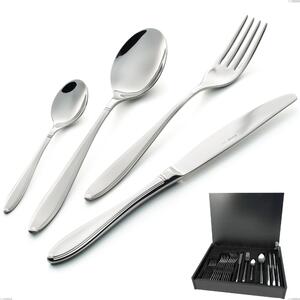 Kappa Sandblasted 24 Piece Cutlery Set in Wooden Case, 18/10 (AISI304), Thickness 2.5 mm