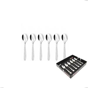 Set of 6 Kappa Sandblasted Moka Spoons in Display Box, 18/10 (AISI304), 2.5 mm Thickness