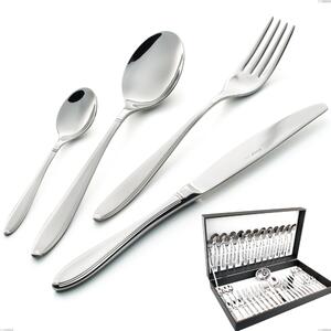 Kappa Sandblasted 51 Pieces Cutlery Set in Canteen Box, 18/10 (AISI304), 2.5 mm Thickness